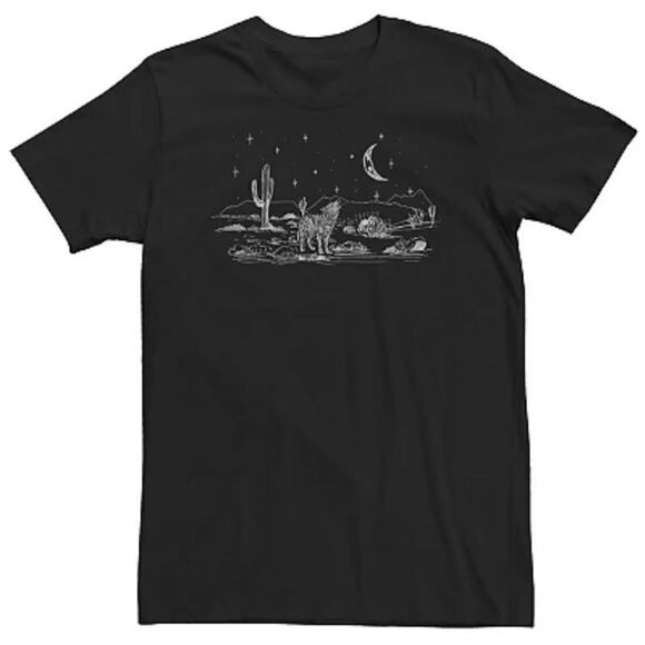 Fifth Sun Howling Wolf In The Desert Crewneck Black Short Sleeve Tee - Picture 3 of 11